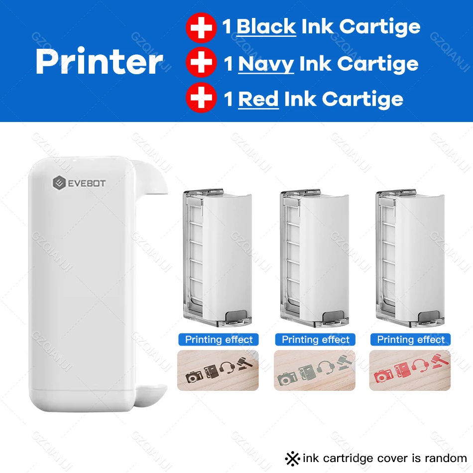 Ronyme PrintPods Handheld Printer Mini Inkjet Tattoo Printer Black Cartridge Print on Paper Gift Card Wood Glass DIY Pattern