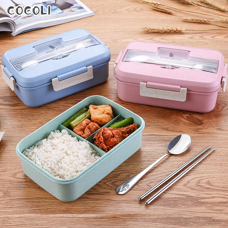 Ланч-бокс для микроволновой печи Bento снэк-боксы Lancheira Пшеничная солома столовая посуда контейнер для хранения еды для детей школьный офис Ланчбокс