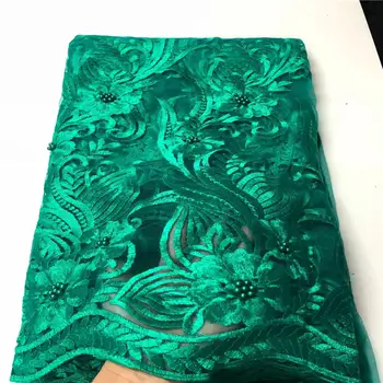 

Green African Lace Fabric 2020 High quality Stones with Embroidery Nigerian Lace Fabric For Women French Mesh Lace Fabric
