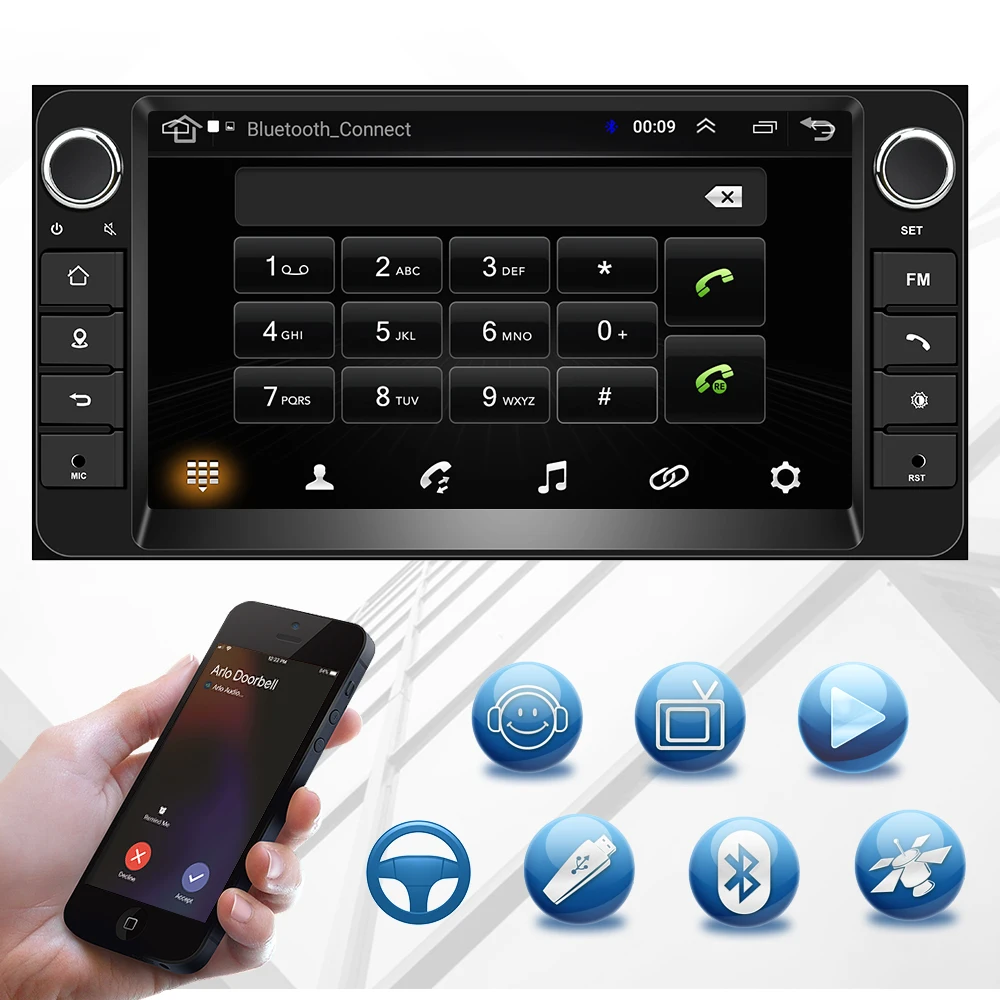 Podofo Android 8,1 2 din Автомобильный Радио Стерео gps навигация Мультимедиа Bluetooth Авто Радио 2 Din аудио для Toyota Corolla