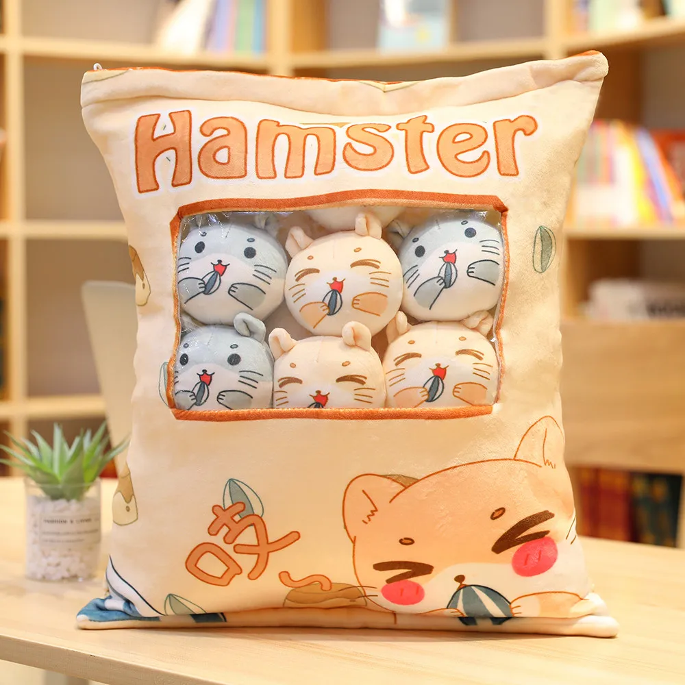 thumbnail image 1 of juguetes de peluche de gato pequeños y suaves en una bolsa, juguete para bocadillos, almohada, muñeco de peluche de animal de dibujos animados suave para novia, 1 of 4