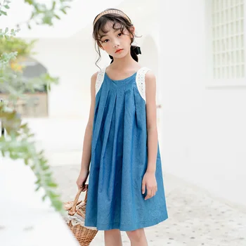 

2020 jeans girls dress party baby girl teen girl summer dress 10 12 8 14 16 year old children dress