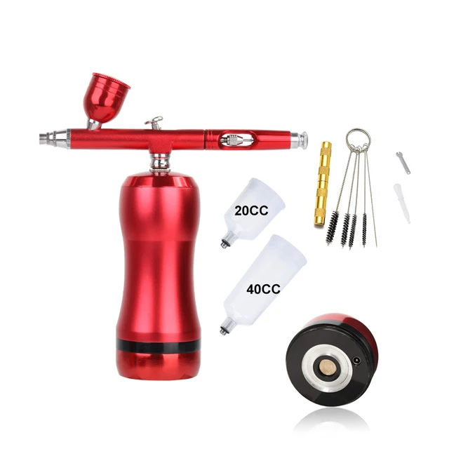 Best Portable Airbrush With Compressor Kit Mini High Pressure Replace Battery Makeup Nail Art Design Tattoo Paint Spary Gun Part D Black