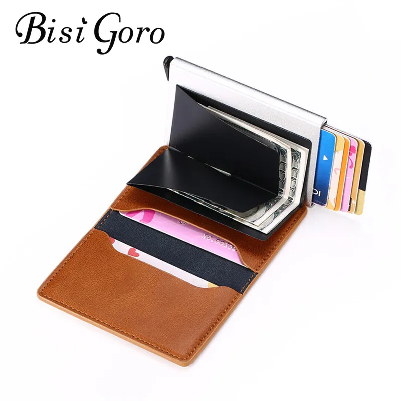 Тонкий RFID-кошелек BISI GORO металлический чехол-клатч с защитой от кражи горячая