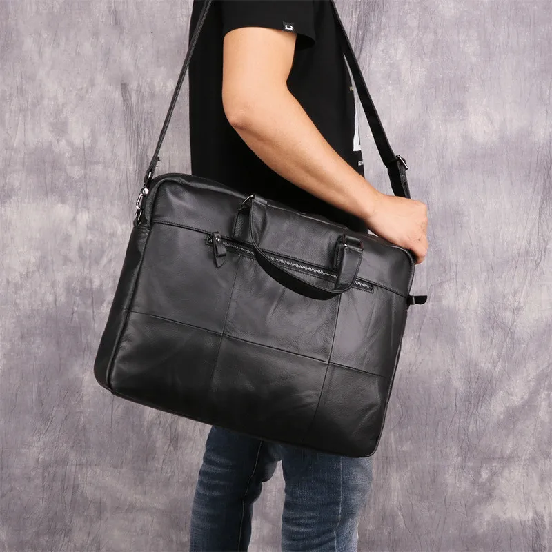 

Men Genuine Leather Briefcase Man Bags Leather Men Shoulder Office Bags 880 For Laptop Maletines Hombre Trabajo