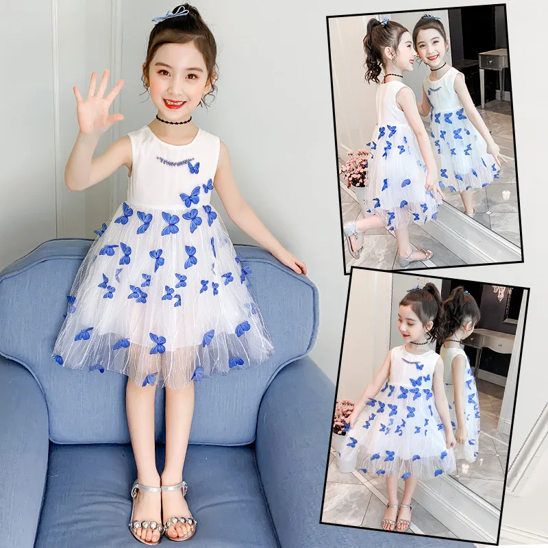 

2020 New Children's Princess Dress Girls Summer Sundress zhong da tong Butterfly Mesh Dress Tide Children's Clothing