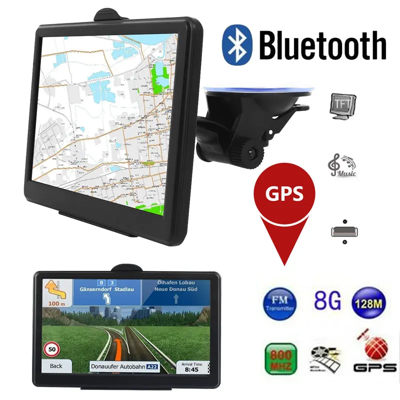 

Vehemo 7 Inches 8GB Vehicle Navigation GPS Navigator Electronic Album Digital Map Portable Car Navigator Sensors Photography 8G