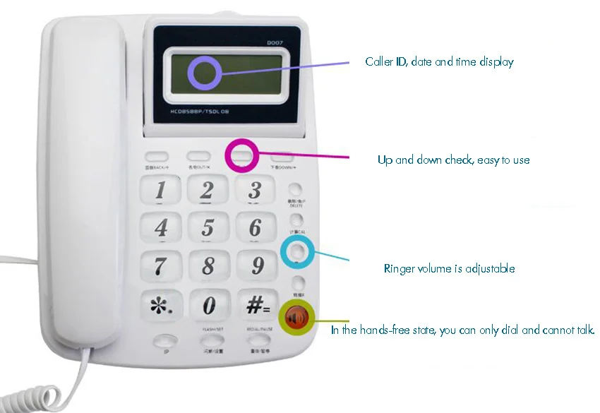 Настольный проводной телефон с определителем номера, двойная система DTM/FSK, регулируемая яркость lcd, стационарный телефон для дома/отеля/офиса