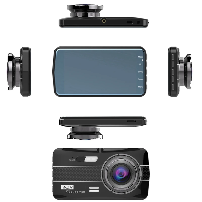 Двойной Dash Cam 1080P вождение автомобиля Камера Регистраторы DVR Full HD 4 дюйма ЖК-дисплей Экран 170 ° широкоугольный WDR(широкий динамический диапазон) петля Запись Motion детекторов