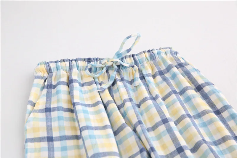 Летняя брендовая домашняя одежда для девочек, Женская Повседневная Пижама клетчатая Дамская длинная ночная рубашка, женские брюки из хлопка