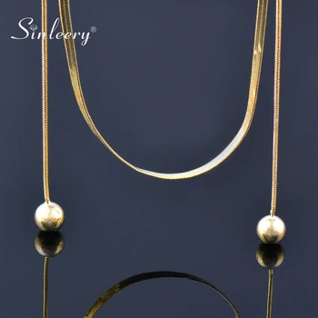 

SINLEERY Chic Gold Color Metal Chain Tassels Pendant Necklace Dubai Jewelry Women Fashion Accessories XL787 SSG