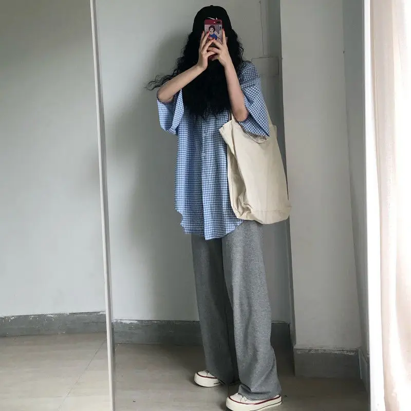 Korean Version of Casual Street Style Suitable for Summer Wear Thin Sweatpants Women Loose Straight Pants Long Woman Korean Version of Casual Street Style Suitable for Summer Wear Thin Sweatpants Women Loose Straight Pants Long Woman