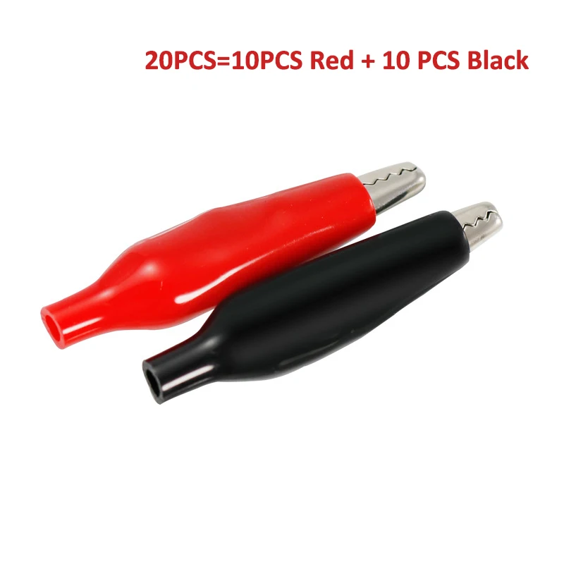 red with black 20 шт. 28 мм Металлические зажимы типа «крокодил» G98 изоляционный зажим типа «крокодил» Электрический зажим тестовый зонд метр Черный Красный с пластиковой загрузкой автомобиля - Цвет: red with black
