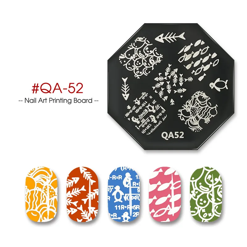 QA52 Vrenmol трафарет для принта ногтей штамповка шаблон лак для ногтей геометрическая решетка Изображение Шаблон печатная пластина - Цвет: QA52