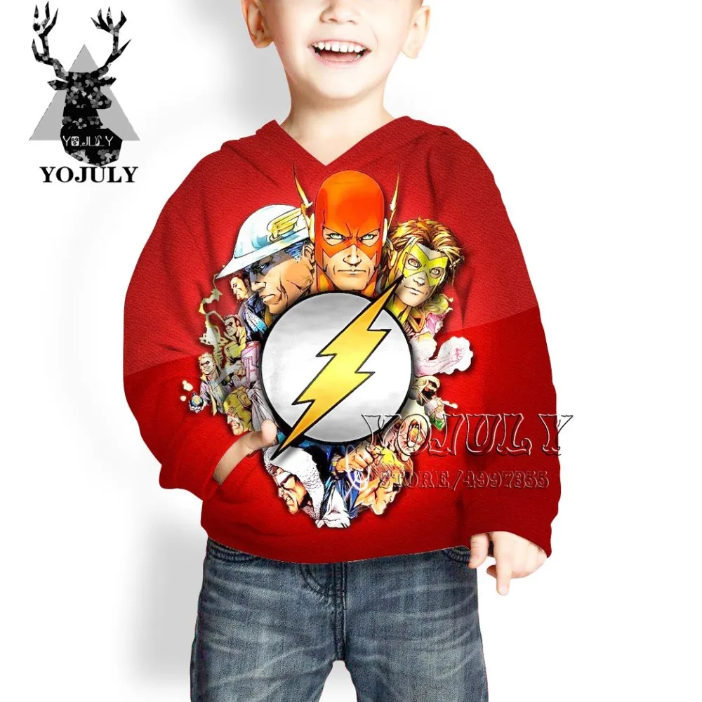 YOJULY The flash harajuku 3D Drucken lightning аниме Уличная пуловер для маленьких мальчиков и девочек подростков hiip hop Детская толстовка C93