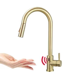 Smart sensor kitchen faucet stainless steel pull kitchen faucet double outlet hot and cold wash basin sink faucet