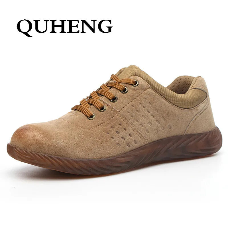 QUHENG Men's Steel Toe Cap Protective Work Boots Shoes Outdoor Anti Smashing Shoes Men Puncture Proof Safety Shoes Sneakers