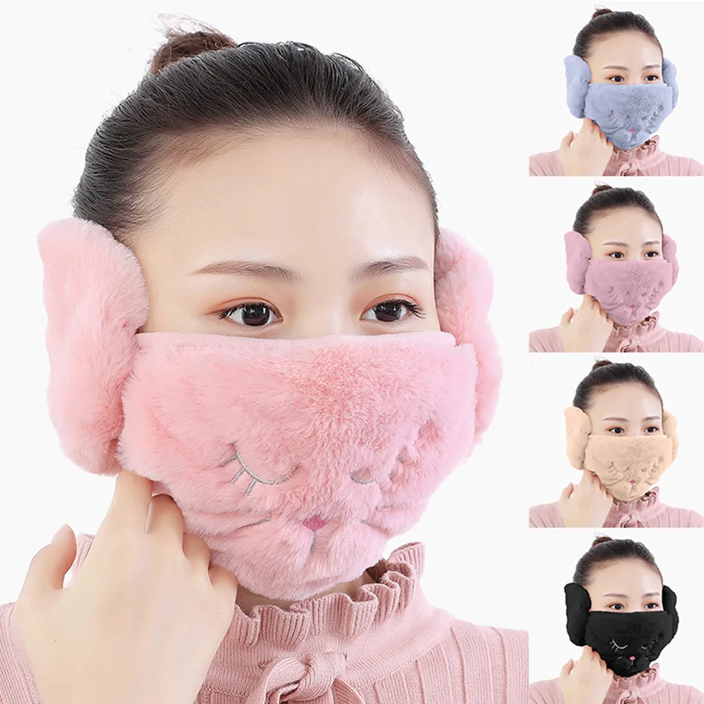Soft Plush Warm Cycling Face Mask Adult Winter Cartoon Ear Mask Two In One Warm And Dust Proof Washable Reusable Facemask #ST|Cycling Face Mask| - AliExpress