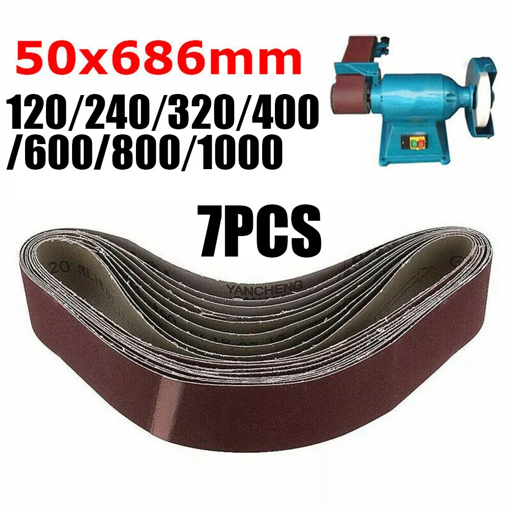 7Pcs 50x686mm Sanding Belt Sander 120-1000 Grit Sandpaper Abrasive Bands Tool Wood Soft Metal Polishing Accessories | Инструменты