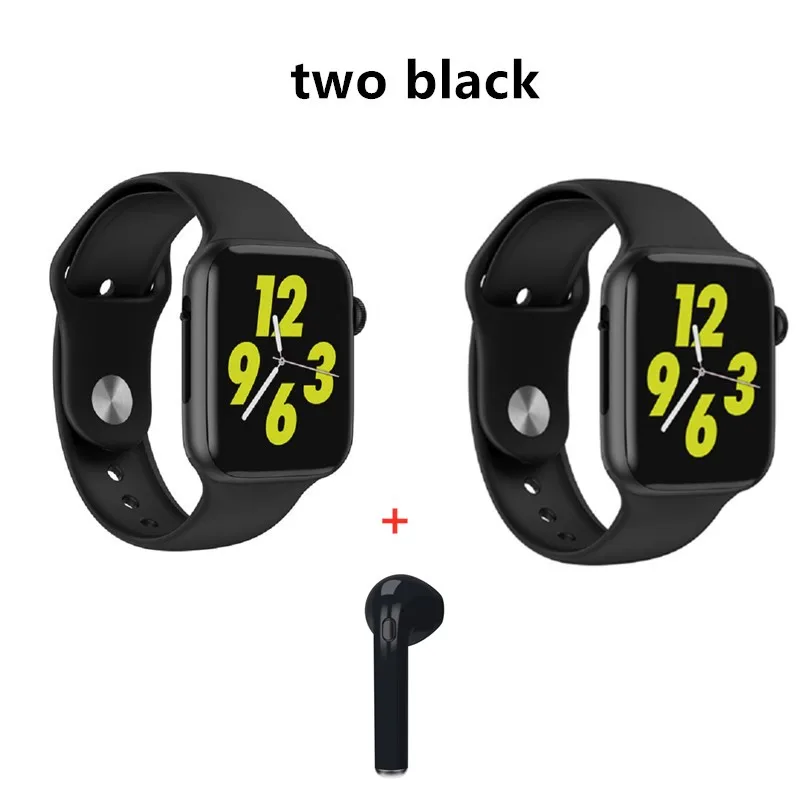 two black Прямая IWO 10 W34 Bluetooth Смарт-часы ЭКГ монитор сердечного ритма умные часы для мужчин и женщин для Android Apple PK IWO 8 12 - Цвет: two black