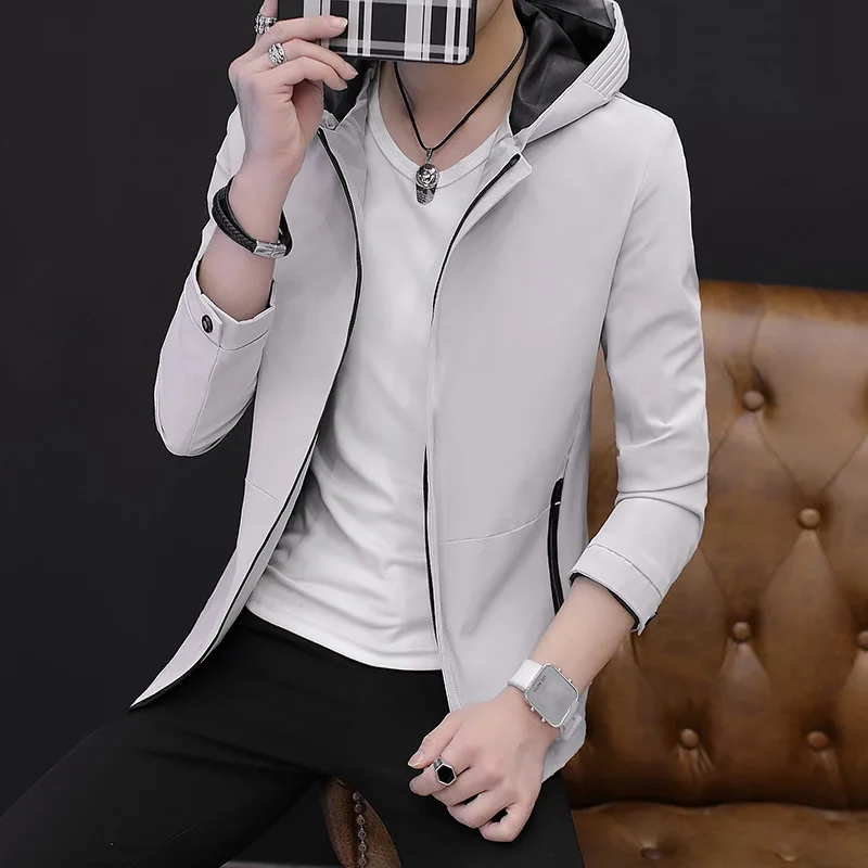 

Jk1707 New Products Fashion Hooded Coat Thin Type for Spring And Autumn Casual Youth School MEN'S Jacket