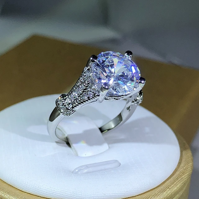 Buy Princess Cut Ring, Engagement Ring, White Gold Ring, Box Set Diamond  Ring, Wedding Ring, 925 Sterling Silver Ring, Three Stone Ring, 5165 Online  in India - …