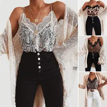 New Fashion Sexy Womens Summer Tanks Tops Cami Camisole Lace Leopard Snake Print Patchwork Female Crop Top Streetwear Clothing