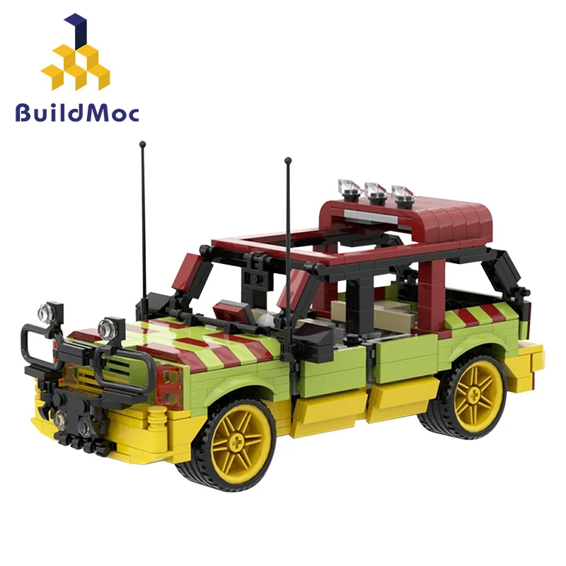 

Park Explorer JurassicFord car ExplorerSoldier Building Blocks German Willis Jeeped antiaircraft gun Bricks Toy for Children