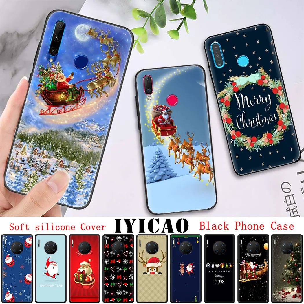 Soft silicone Cover for Huawei P20 P30 Pro Lite P8 P9 P10 Mini P Smart Z Plus 2019 Case Merry Christmas | Мобильные телефоны и