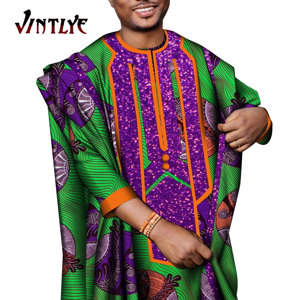 african traditional clothing 3 Piece Set African Dashiki Men Robe Coat and Slim Shirt and Pant Loose Ankara Fashion Print Agbada Robe Coat Suit 3XL WYN1640 african culture clothing Africa Clothing