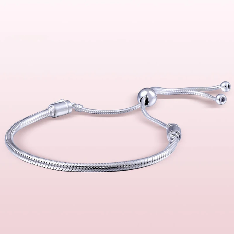 Silver Color Classic Adjustable Snake Chain Bracelets Fits Beads Link Chain Charm Bracelets For Women Fashion Jewelry bracelet jewelry