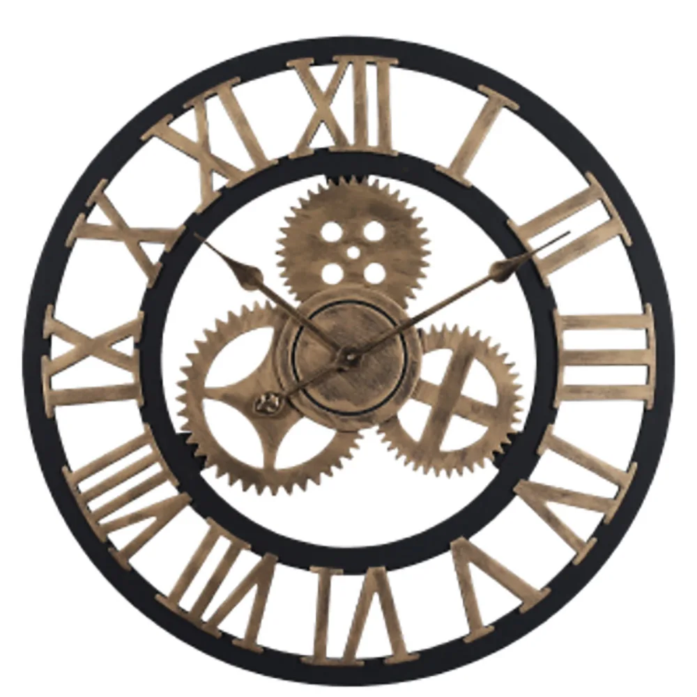 Gear Large Wall Clock Modern Design Clocks Quartz Time Mute Watch Wooden  Decor 3D Vintage Horloge Saat