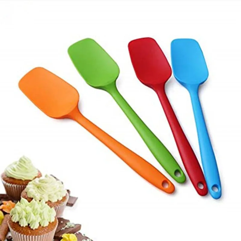 Heat Resistant Silicone Spoon Spatula Kitchen Bakeware Utensil Handle Scraper Stirring Scooping Mixing Cookware Cake Decor Tools