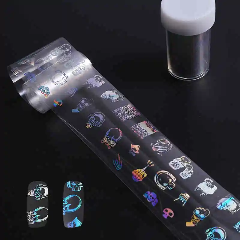 Лазерные переводные наклейки из фольги для дизайна ногтей, блестящий прозрачный цветочный узор, декоративные наклейки для ногтей 100*4 см, 1 шт - Цвет: JQ186