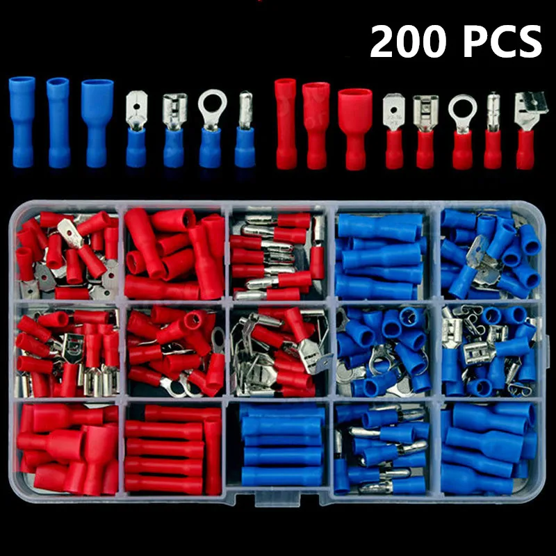 

Wire Crimp Connectors, 200PCS Insulated Electrical Terminals Kit Pack Heat Shrink Wire Connectors