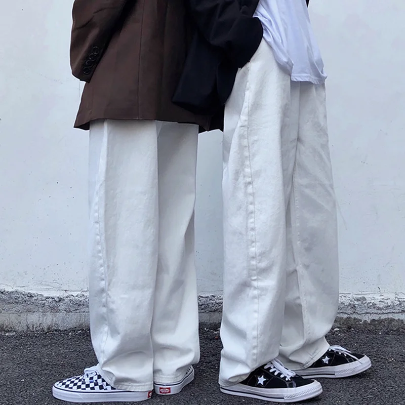 

Модные белые мужские и женские брюки в стиле ins с эффектом потертости, модная уличная одежда в стиле хип-хоп, уличная одежда для мужчин