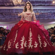 Очаровательные красные платья с открытыми плечами Бальные платья с длинным рукавом из бисера блесток кружева аппликации платье для выпускного вечера фатиновые праздничные платья