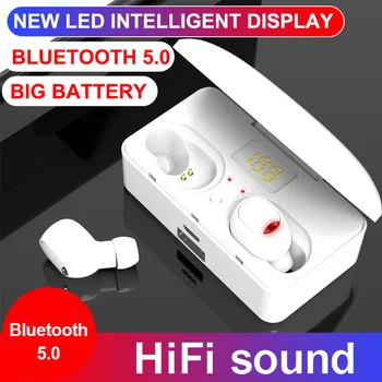 

TWS Earphones BT 5.0 Wireless Sports Earbuds Headset HD Call Noise Reduction Headphones LED Digital Power Display Button Control