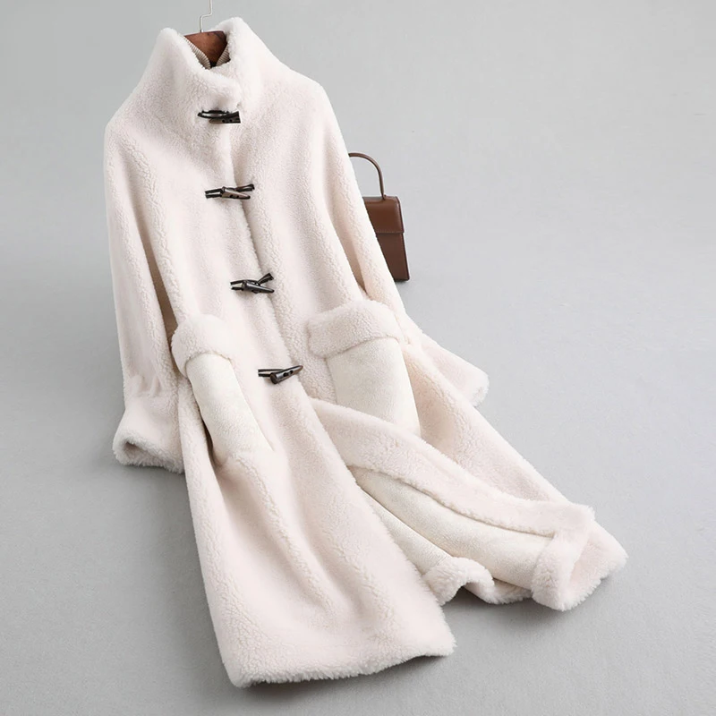 Зимнее женское пальто PUDI, 18% шерсти, меховое пальто, смешанный Акрил, Полиэстер, теплая куртка, меховое пальто для девочек, Женская куртка, пальто, A19522-1 - Цвет: beige