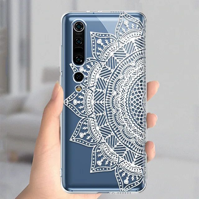 White Mandala Case For Xiaomi Redmi Note 10 8T 9 8 7 Pro 9A MI Note 11 10 9 9T Pro SE A3 Lite Poco X3 NFC F1 Soft TPU Phone Back W0003