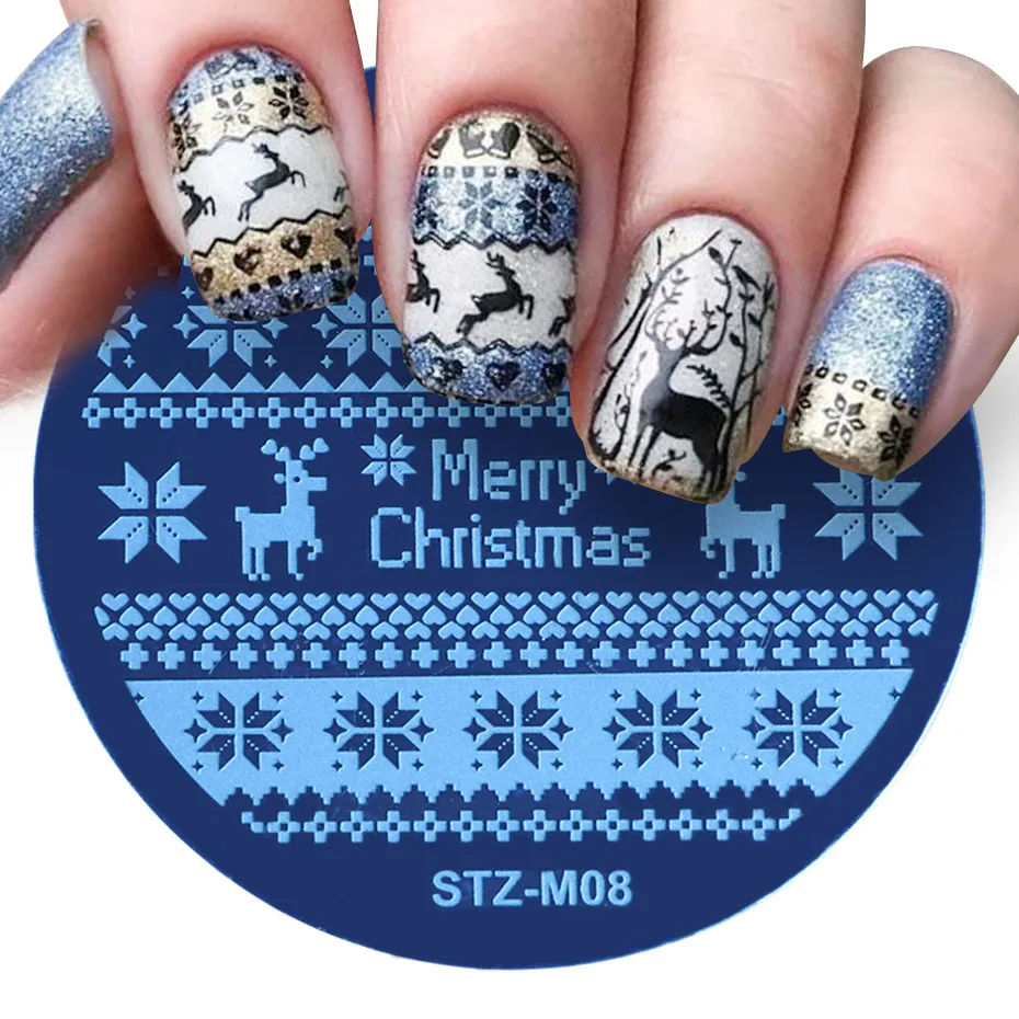 1 шт рождественские пластины для штамповки ногтей снежинки цветы штамп для ногтей УФ гель изображение трафаретная пластина инструменты для полировки BESTZM01-10