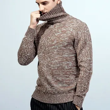 

Autumn Winter Warm Turtleneck Sweater Men Solid Color Knitted Men Jumper Pullovers 2020 Double Collar Slim Fit Pull Knitwear New