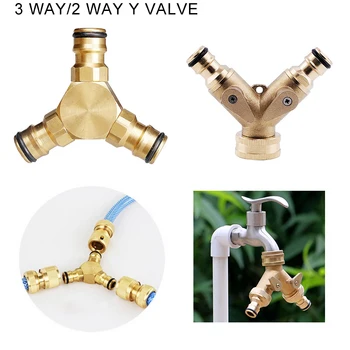 

2 Way Y Valve/3-Way Garden Hose Splitter Brass Quick Hose End Connector Hose Splitter Shut Off Valves Watering Irrigation System