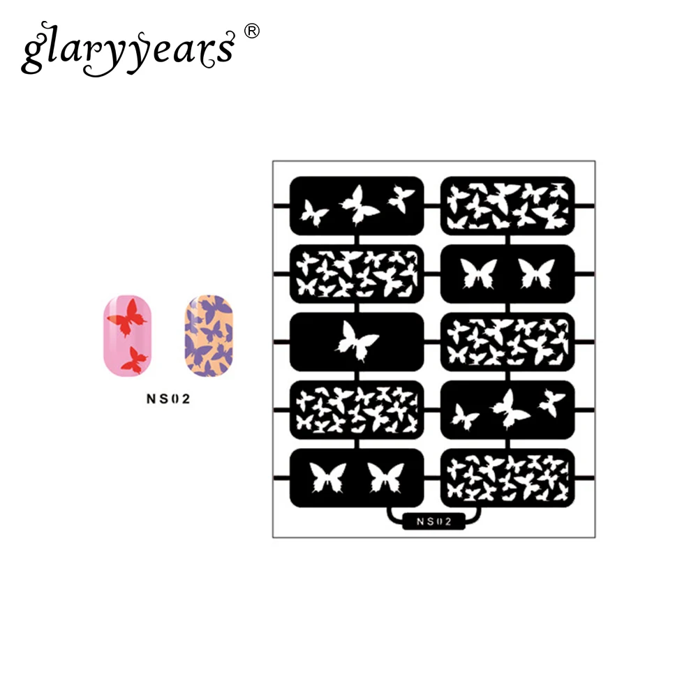 1pc Flower Diy Airbrush Nail Art Manicure Printing Stamp Tool Stencils for Nail Polish Nail