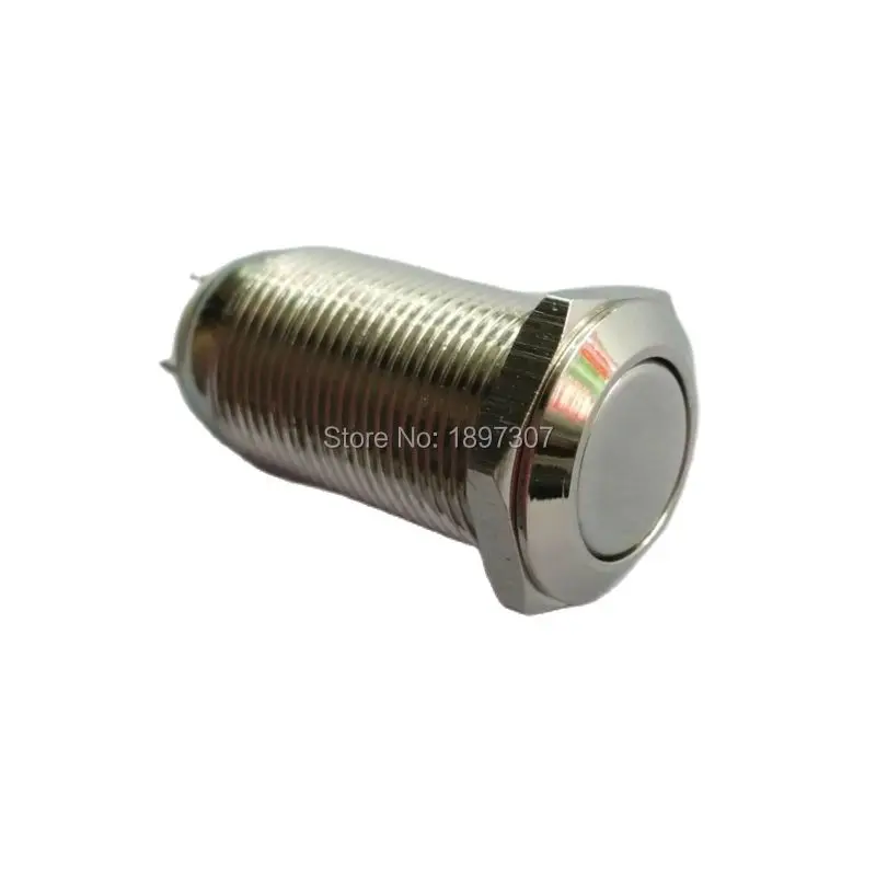 

10 pieces Flat Head 12mm Metal Nickel Plated Brass Waterproof Latching type NO LED Button Switch