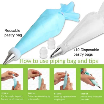 

90PCS/lot Professional Cake Decorating Supplies Set Stainless Steel Cream Tips Portable Piping Nozzles Bags Kitchen Tools 2020