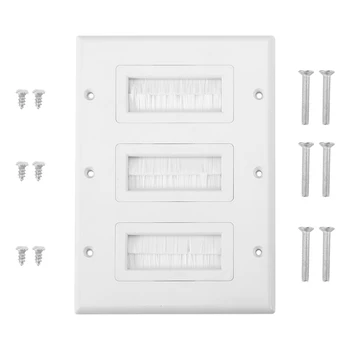 

Single Gang White ABS Brush Plate Home Easy Install Wall Socket Multifunctional Outlet Mount Durable Panel Cable Pass Through