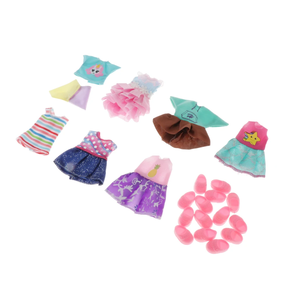 7 PCS Dolls Clothes Daily Outfits Shoes Dress Shorts Toys Accessory