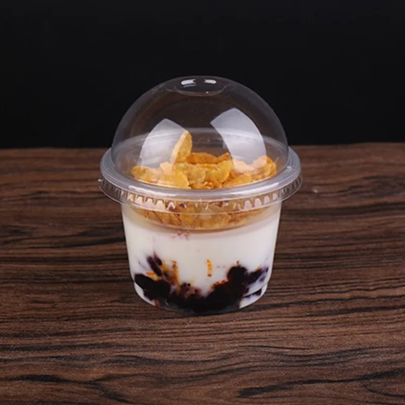 50 шт 300 мл 12 унций одноразовые чашки для пудинга прозрачный лед крем желе салат толстый пластиковый стаканчик маленькая еда йогурт миска с крышкой