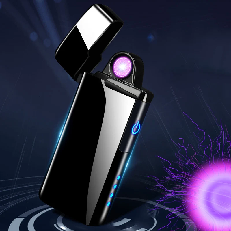 Новинка двойная плазменная Зажигалка Ветрозащитная электронная USB зарядка дуга